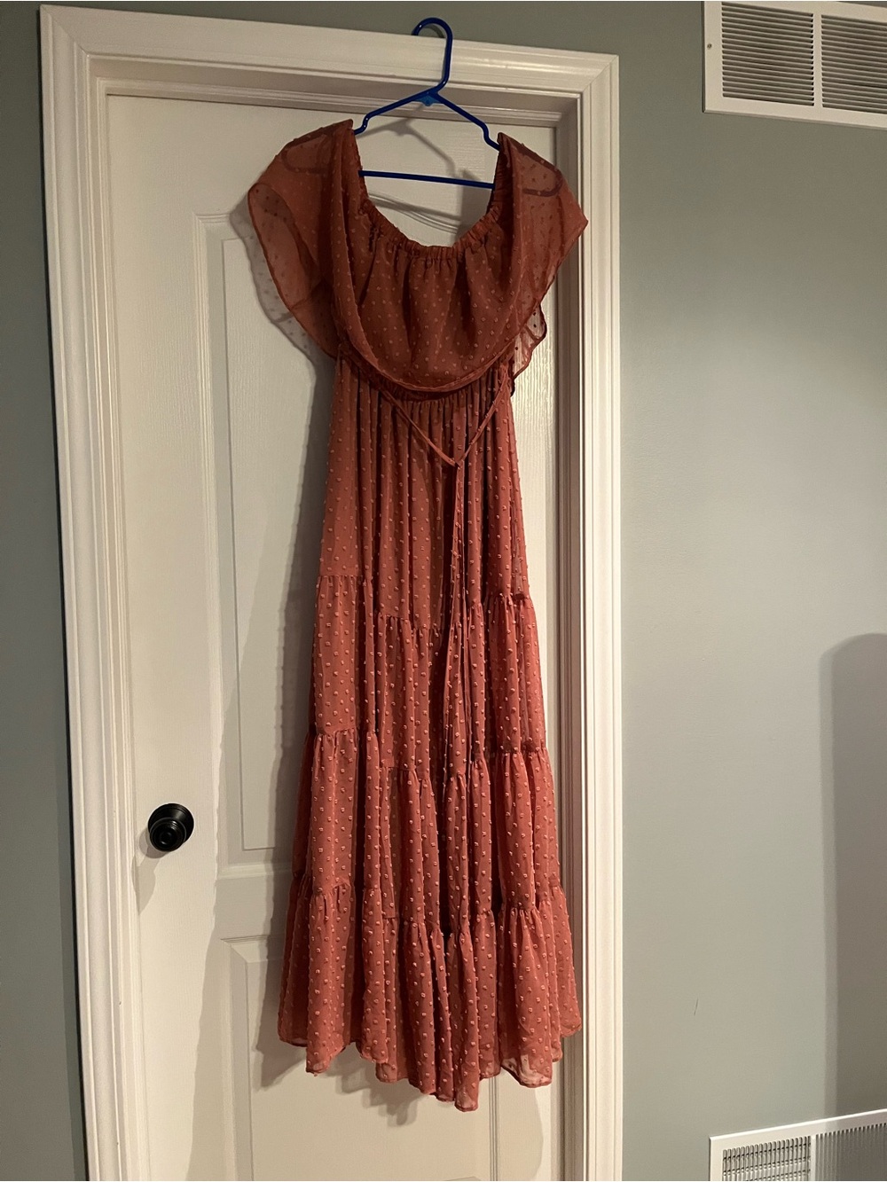 Baltic Born Mauve Tiered Maxi Dress with Ruffle Neckline